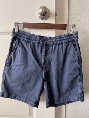 Faherty Navy Elastic-Waist Athletic Shorts